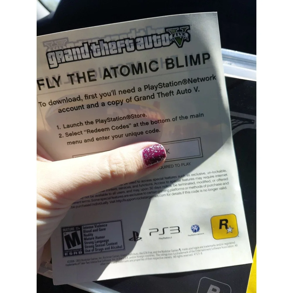 Grand Theft Auto V PlayStation 3 2013 GTA 5 PS3 Complete Manual Blimp Code